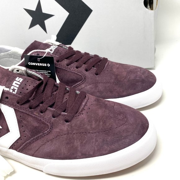 CONVERSE Men's Checkpoint PRO OX Black Currant White Suede Low Sneakers 168651C - Picture 7 of 11